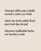 Conjunto Viaje o Gimnasio con jabón sólido + champú sólido + Jabonera portable (Rosa)