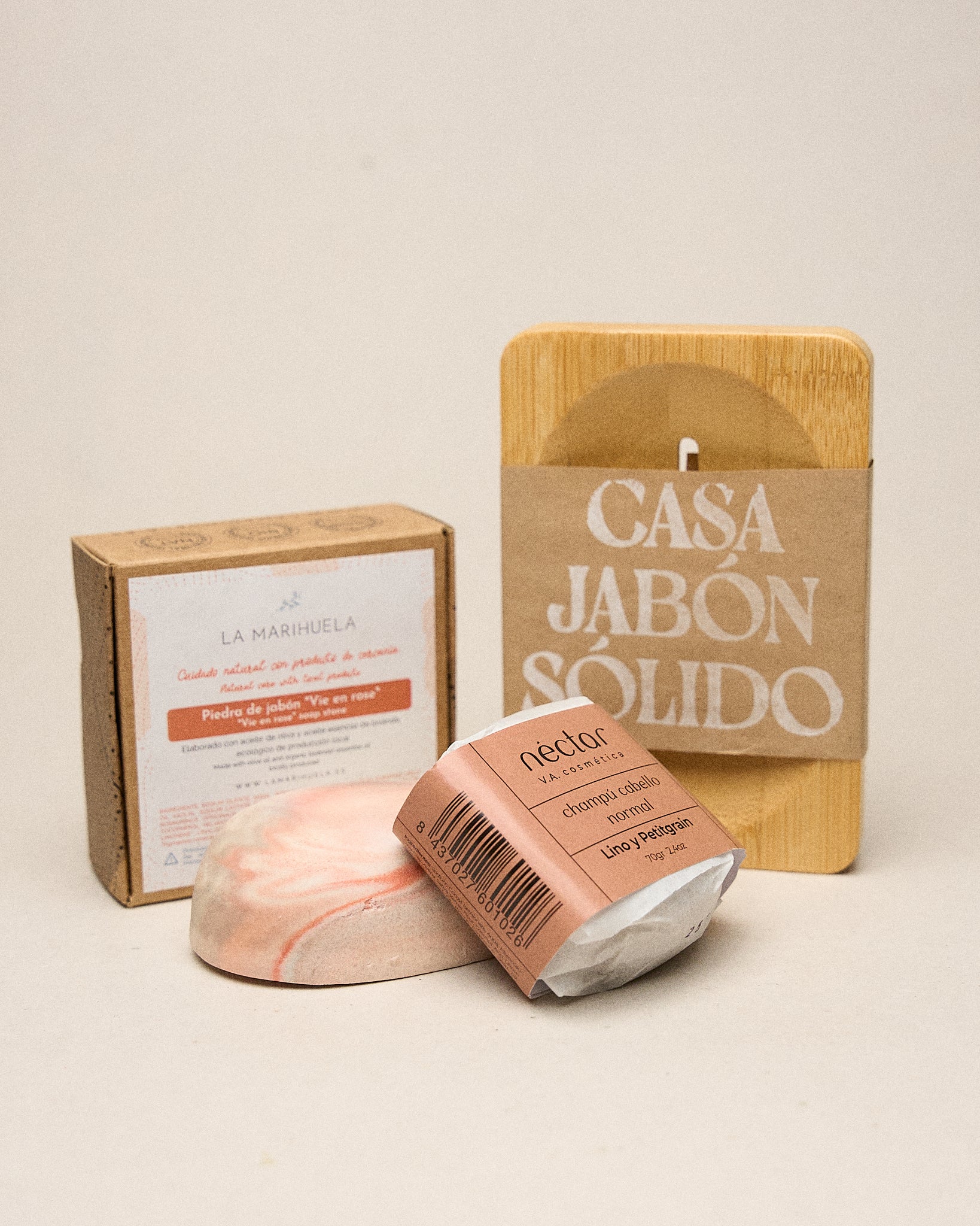 Conjunto Ritual Ducha Sólida: Champú + Jabón + Jabonera