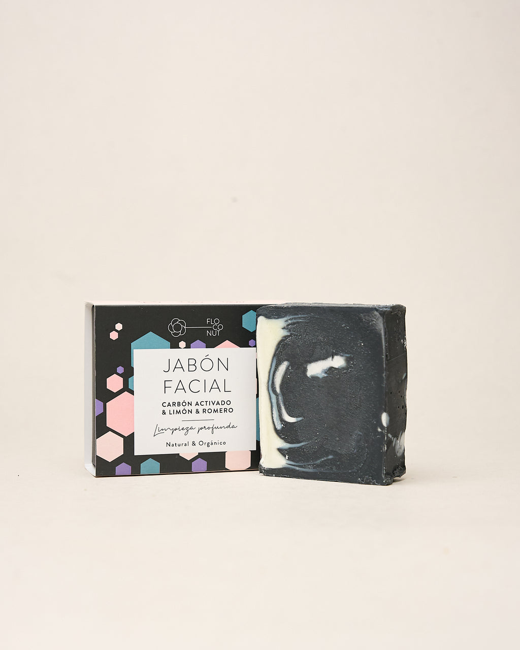 Jabón facial purificante para piel grasa carbón, limón y romero