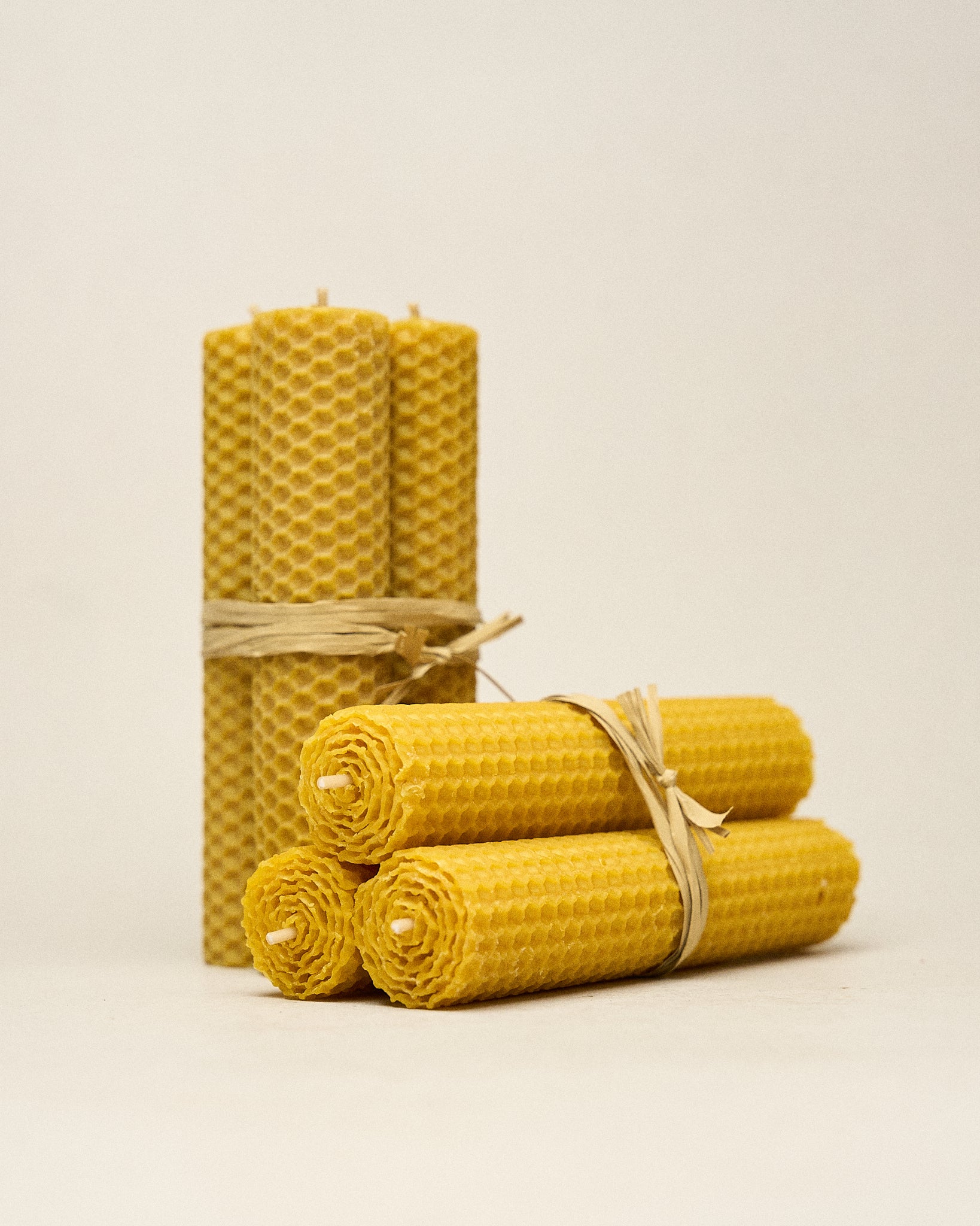 Conjunto de 3 velas de cera de abeja pura hechas a mano  -