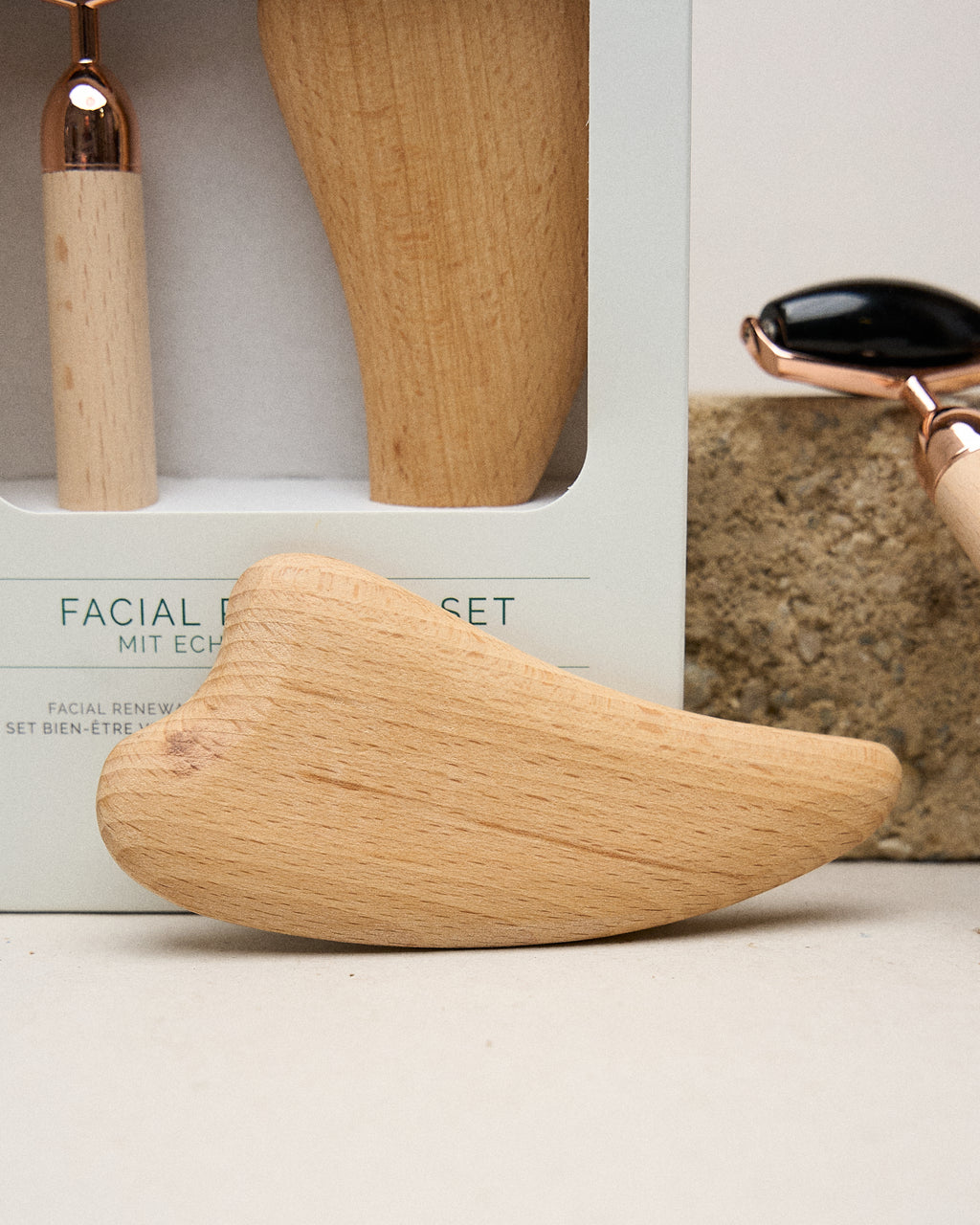 Rodillo de Obsidiana y Gua Sha - Set Renovación Facial