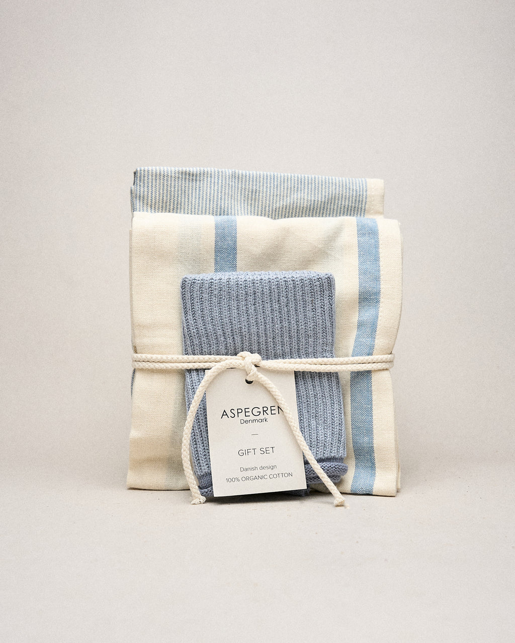 Set de Regalo de Cocina en Algodón Orgánico – Azul Crema