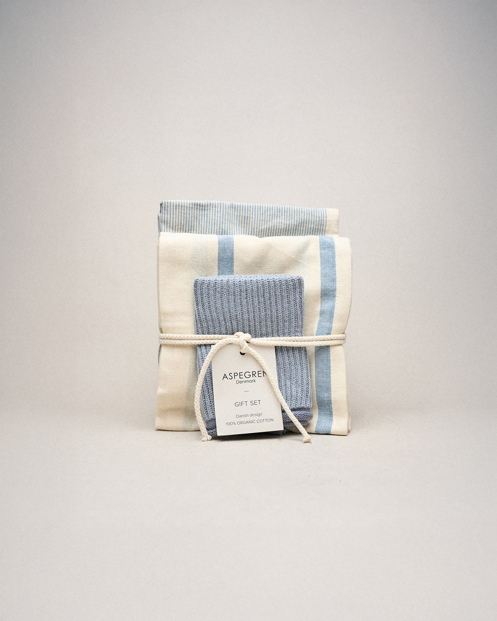 Set de Regalo de Cocina en Algodón Orgánico – Azul Crema
