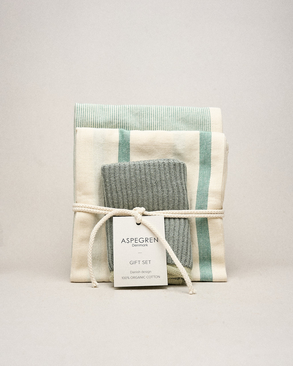 Set de Regalo de Cocina en Algodón Orgánico – Tonos Verdes