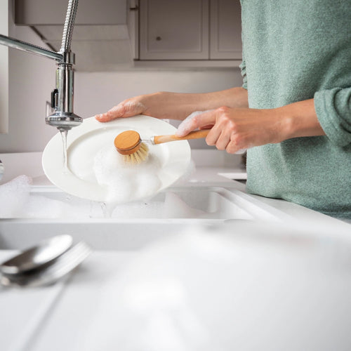 Cepillo Reutilizable de Bambú y Sisal para Lavar Platos con Cabezal Reemplazable